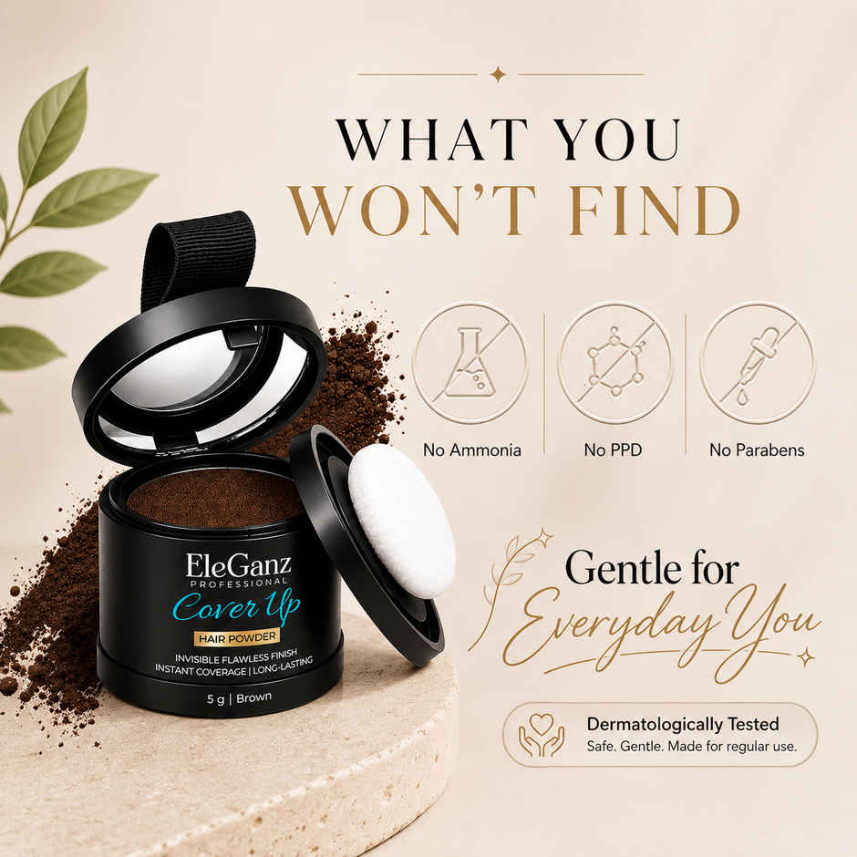 EleGanz Professional Cover-Up Hair Powder | Instant Root Concealer - Brown