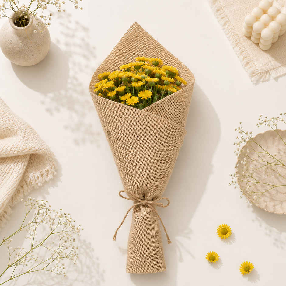 The Flora 3 Yellow Button Bouquet | Gifting