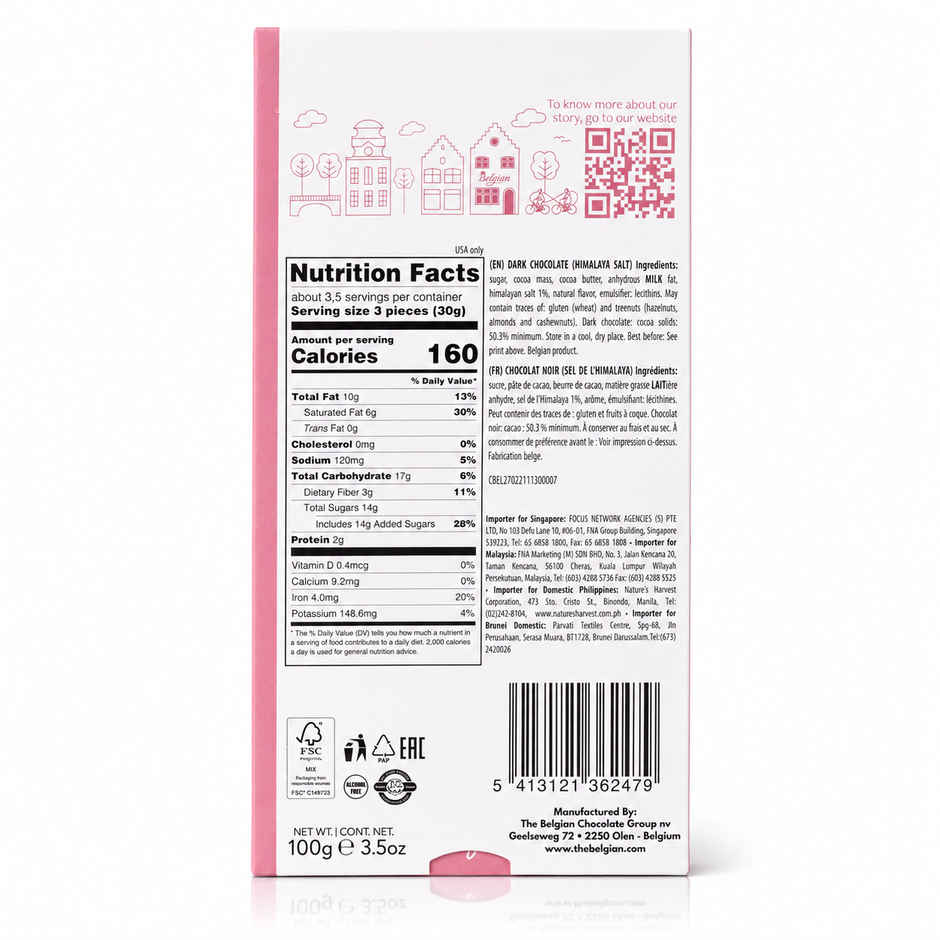 The Belgian Bar Dark Chocolate Himalayan Salt