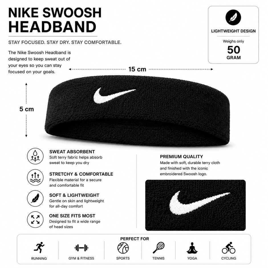 NIKE Swoosh Classic Headband-Black