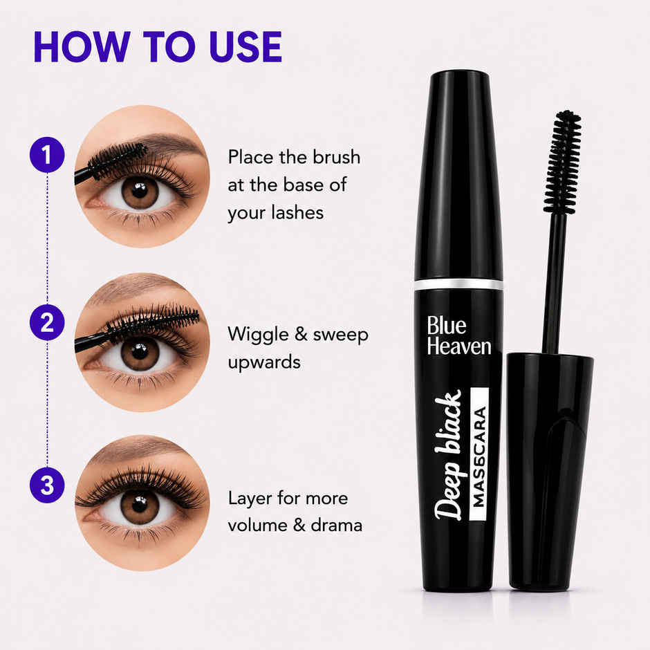 Blue Heaven Deep Black Mascara | Waterproof & Smudgeproof