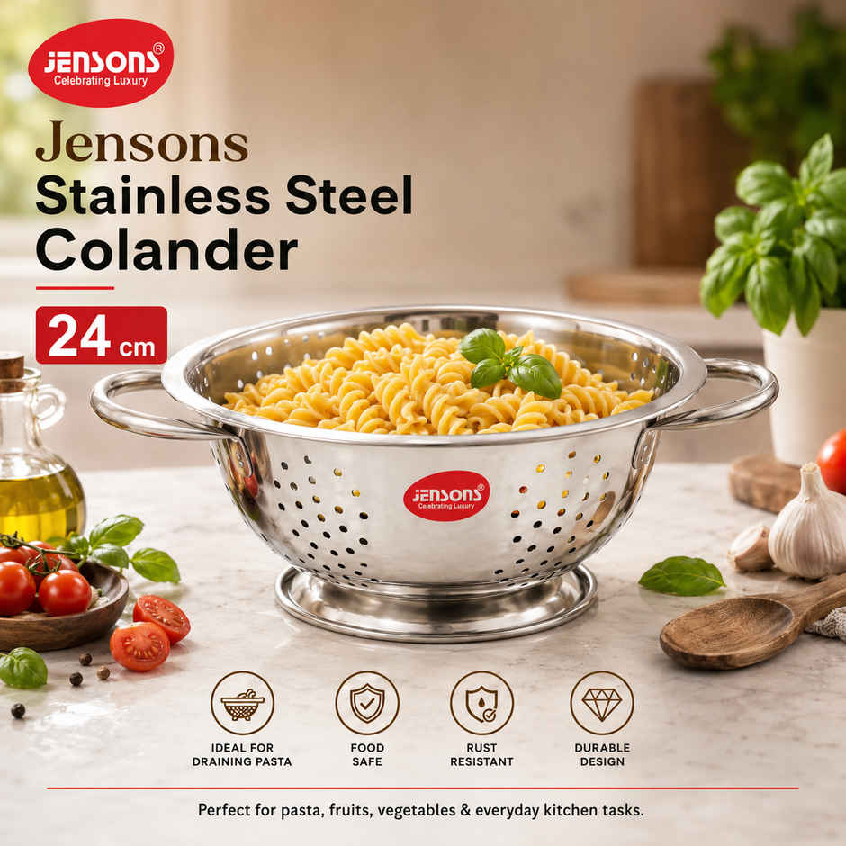 Jensons Stainless Steel Deep Colander 24 cm