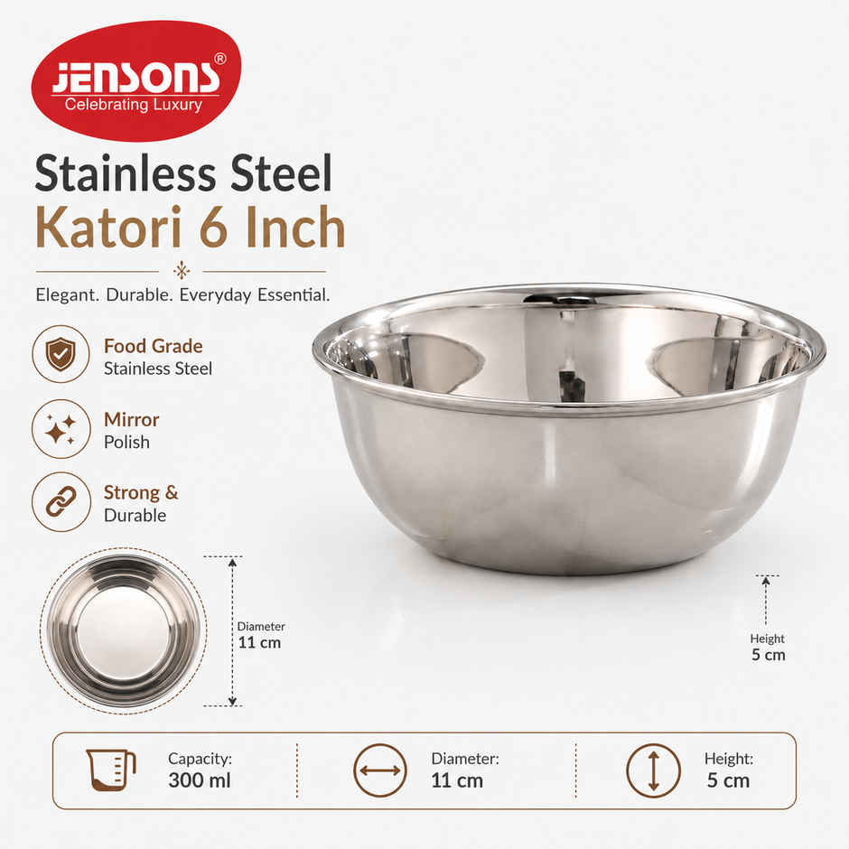 Jensons Stainless Steel Katori 6 Inch
