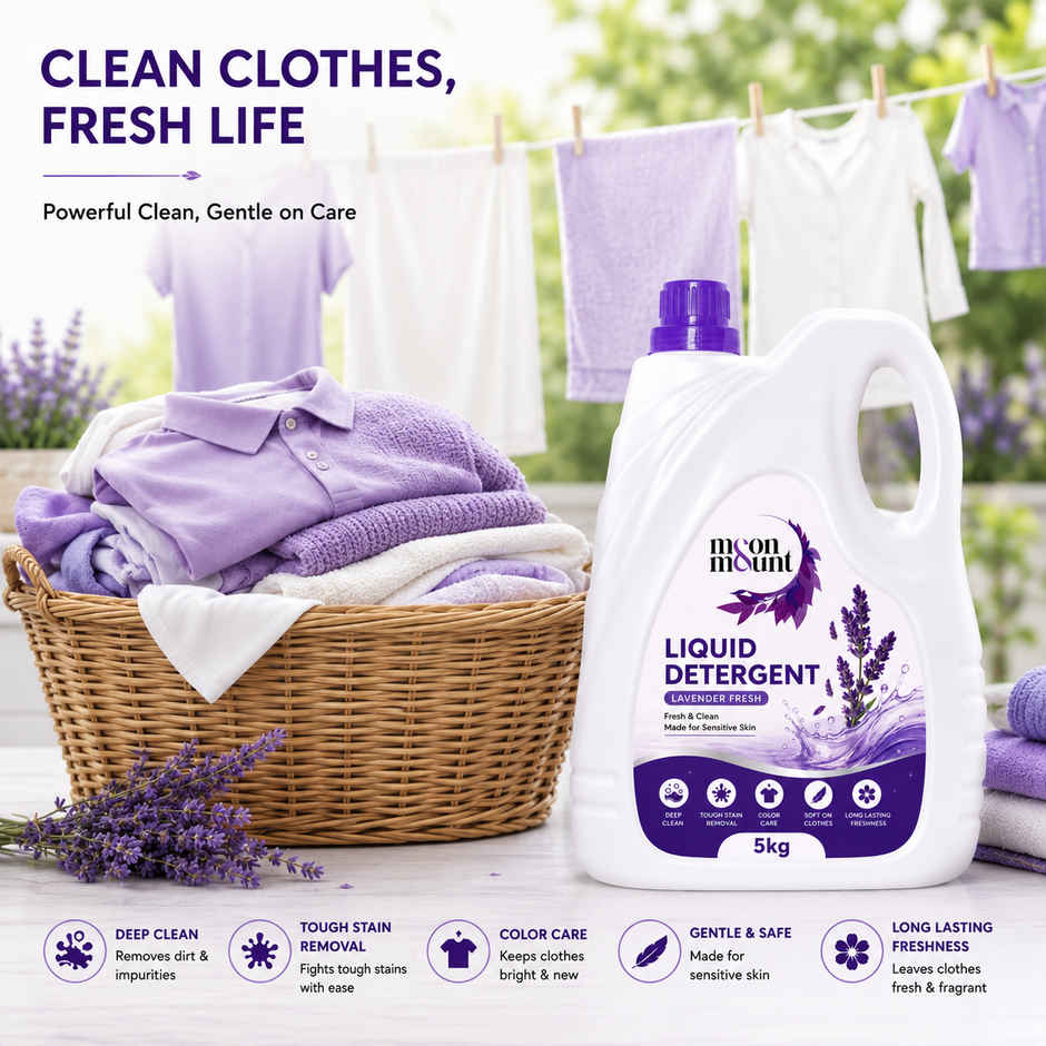 Moon And Mount Liquid Detergent Top Load Front Load Detergent Liquid For Washing Machine | Lavender