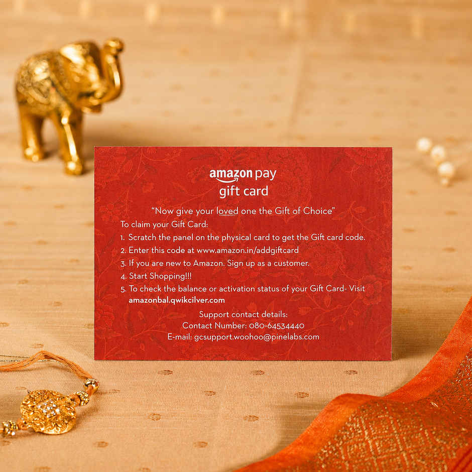 Amazon Pay Rakhi Shagun Gift Card - INR 1100 | Festive Red