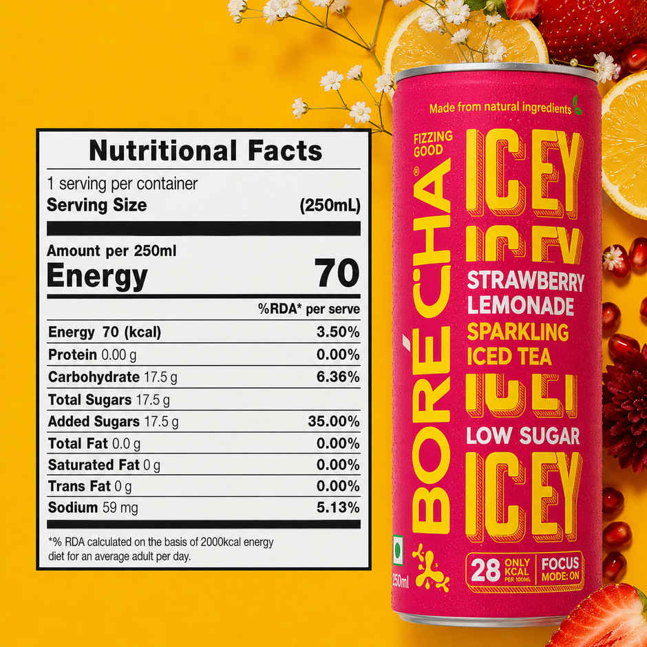 Borecha Low Sugar Strawberry Lemon Sparkling Iced Tea