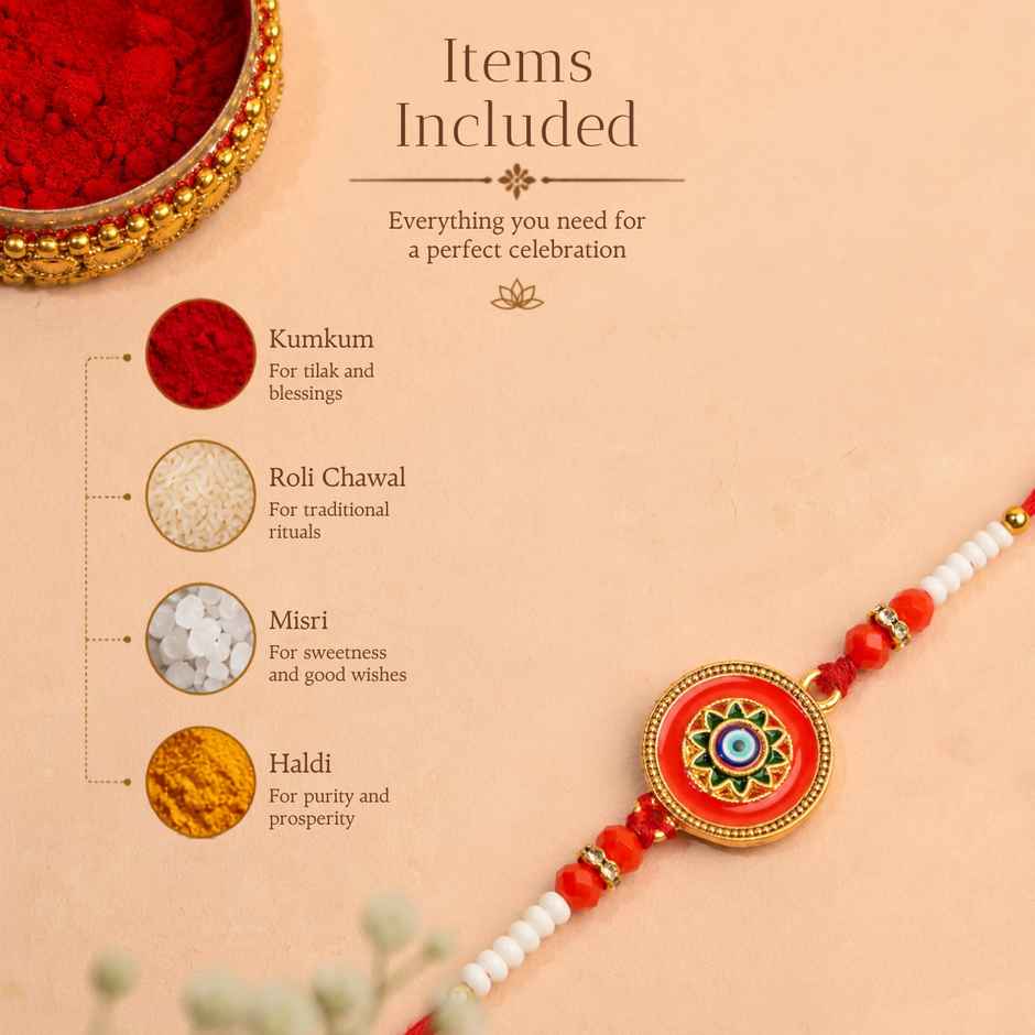 Round Evil Eye Meenakari Rakhi | Pack of 1 | Bandhan