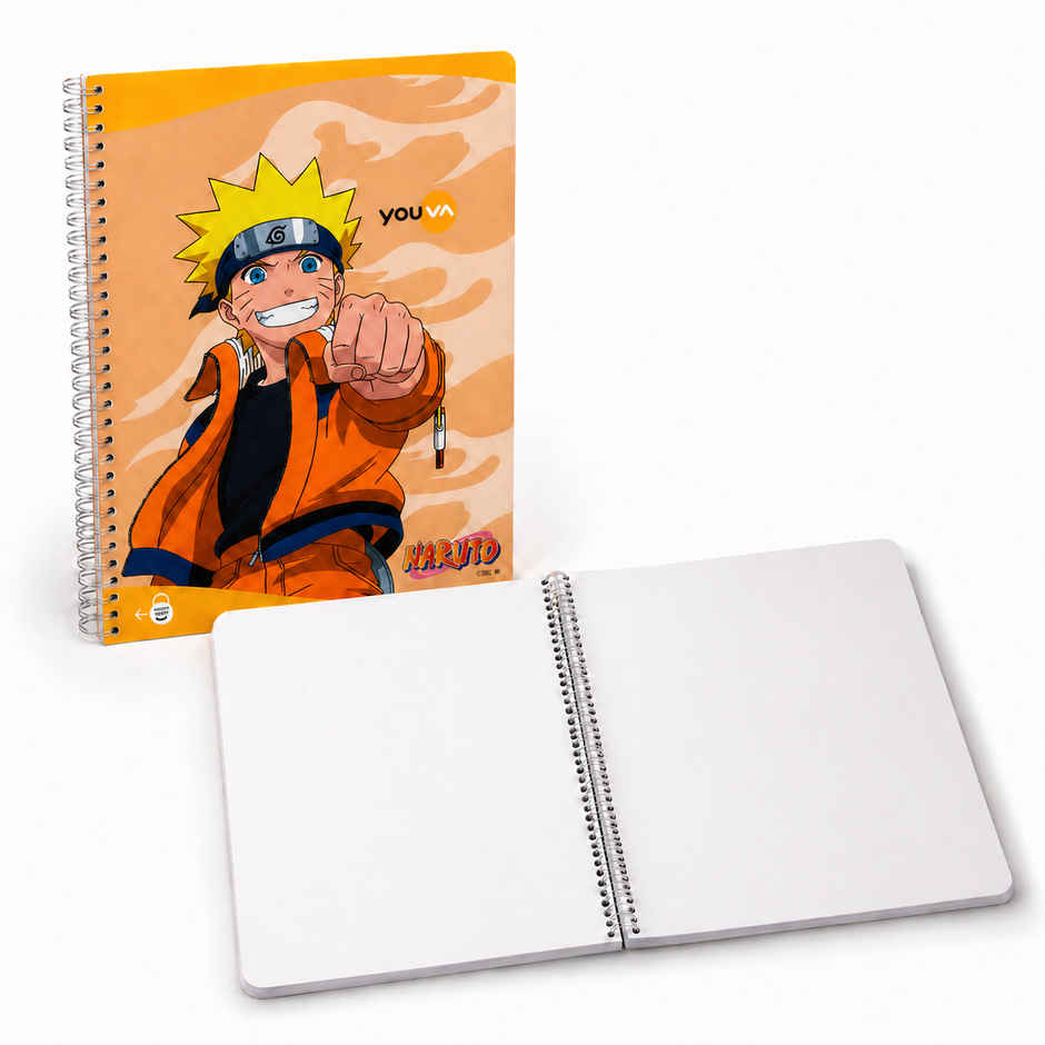 Youva by Navneet Naruto Spiral Long Notebook | A4 Size | 21 x 29.7 cm | Unruled | 172 Pages