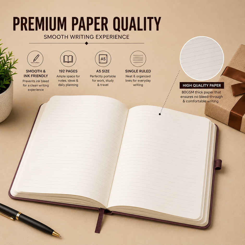 Saya A5 Soft Touch Notebook | PU Cover | 192 Pages 80 GSM with Pen Holder Loop | Assorted