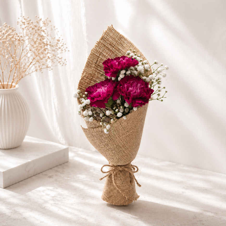 The Flora 3 Purple Carnations Bouquet