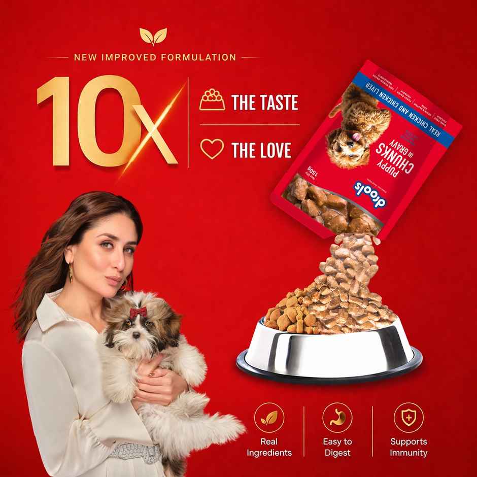 Drools Puppy Wet Dog Food - Real Chicken And Chicken Liver Chunks In Gravy
