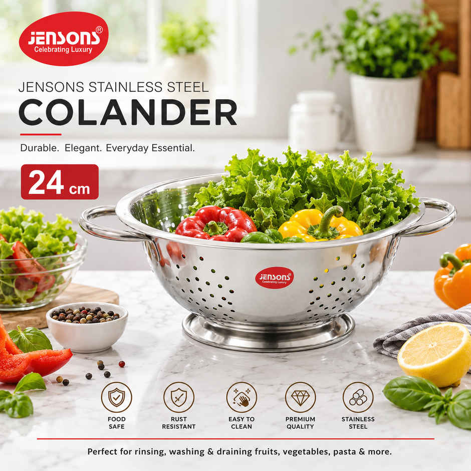 Jensons Stainless Steel Deep Colander 24 cm