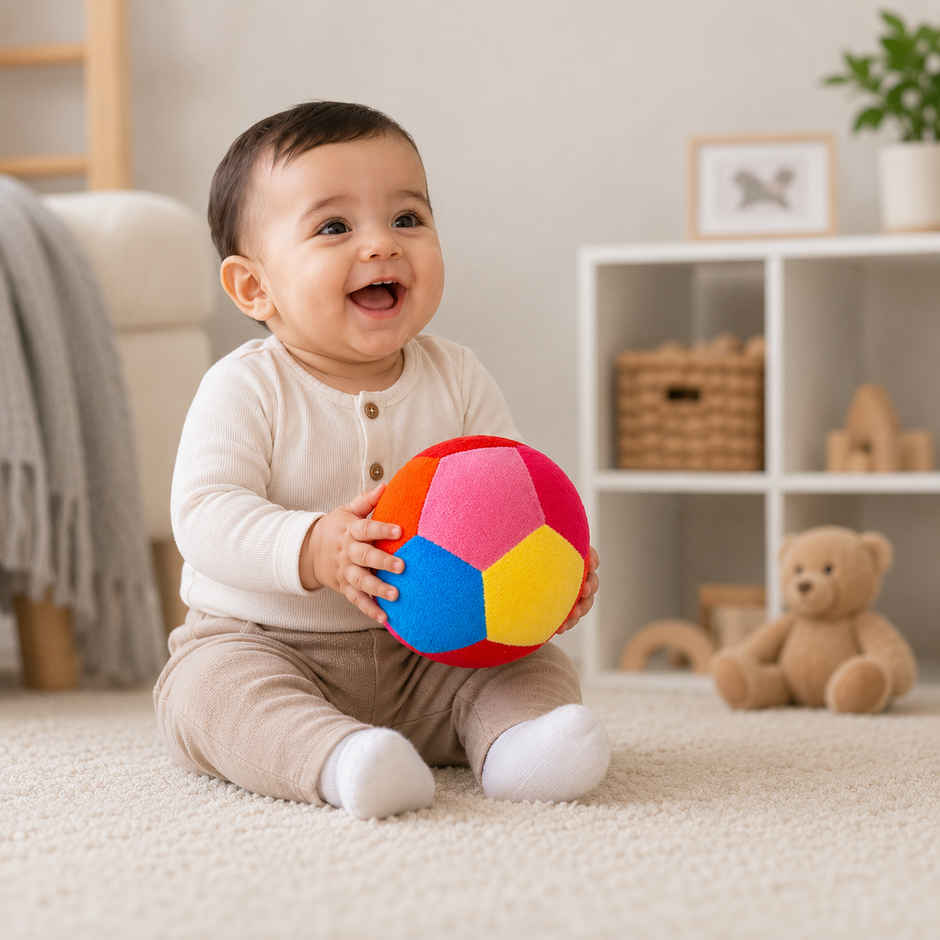 DearJoy Baby Soft Ball With Rattle Sound - Multicolour
