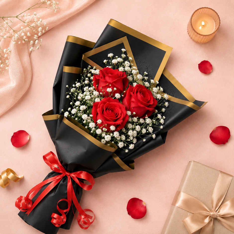 3 Red Rose Bouquet | Gifting