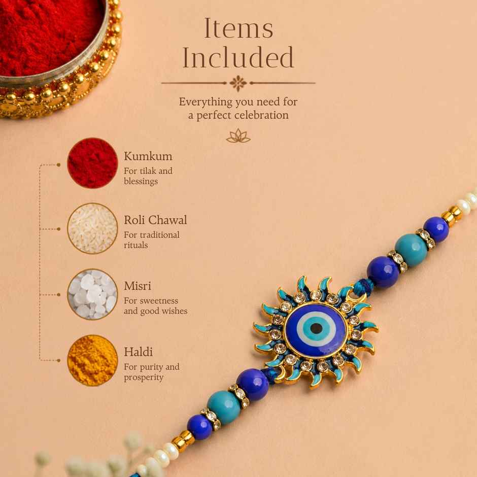 Evil Eye Trendy Rakhi with Sun for Brother | Pack of 1 | Bandhan