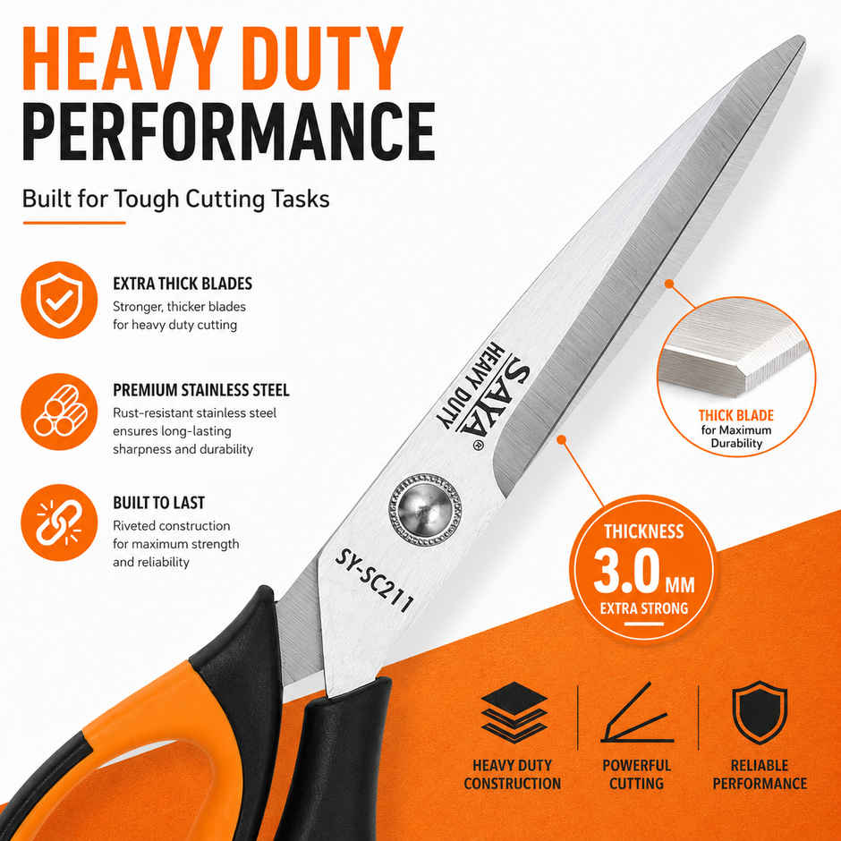 Saya Heavy Duty Scissors | Multipurpose Cutting Shears for Home, Office, School & Craft Use