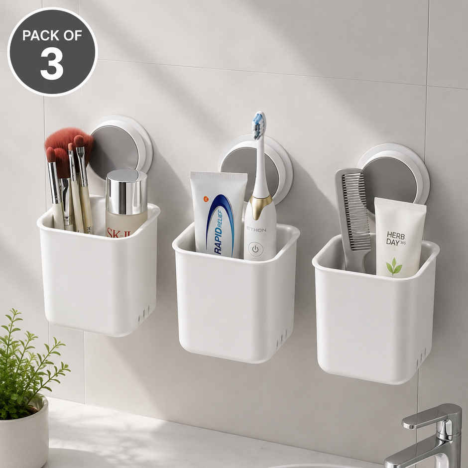 Perpetual Wall-Mounted Toothbrush Holder, Self-Adhesive for Bathroom | Pack of 3