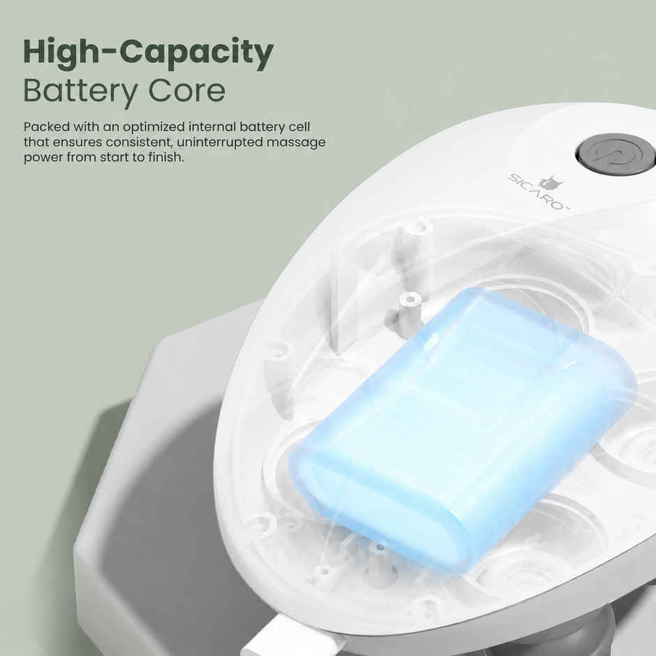 Sicaro RP201 Relax Pro Electric Rechargeable Scalp and Body Massager | Soft Silicone Bristles | White