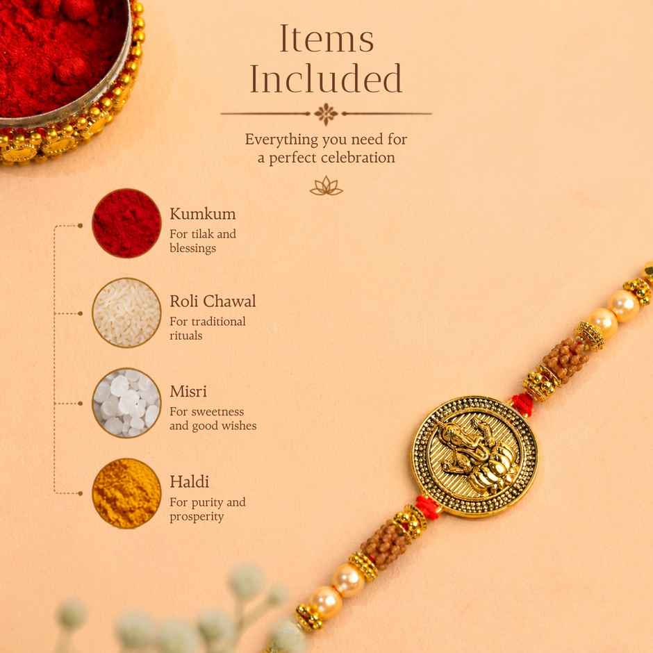 Ganesha Rakhi with Divine Blessings | Religious | Pack of 1 | Bandhan
