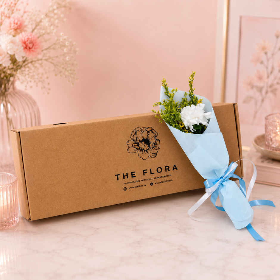 The Flora Single White Carnation Bouquet | Gifting