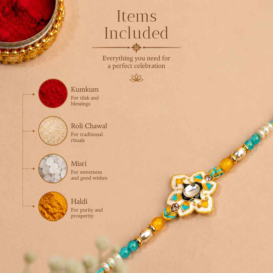 Royal Geometric Stone-Studded Rakhi for Brother | Pack of 1 | Tomuncle