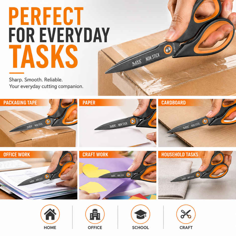 Saya Non-Stick Scissors | Multipurpose Cutting Shears with Non-Stick Coating for Office & Crafts
