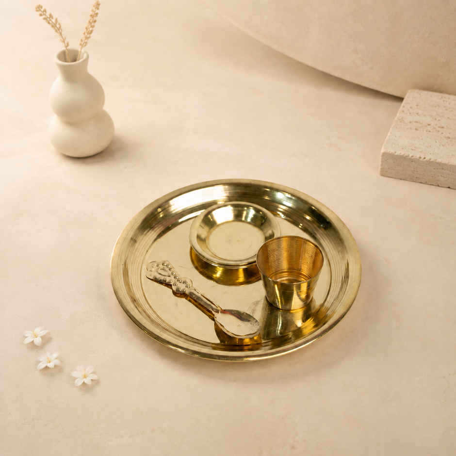 Brass Polish Bhog Thali Set | Diacraft
