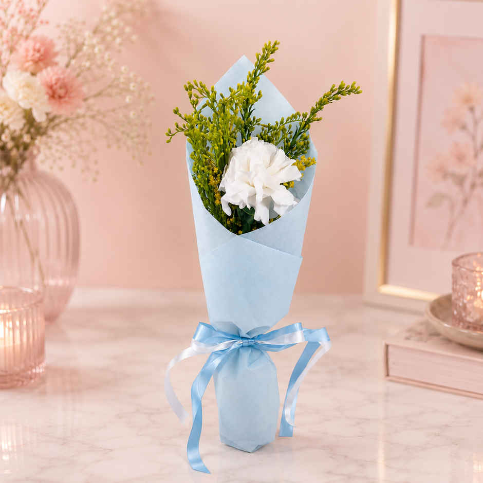 The Flora Single White Carnation Bouquet | Gifting