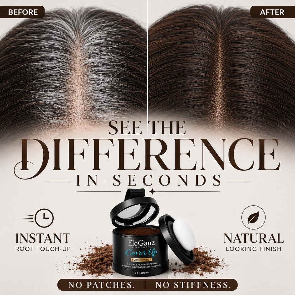 EleGanz Professional Cover-Up Hair Powder | Instant Root Concealer - Brown