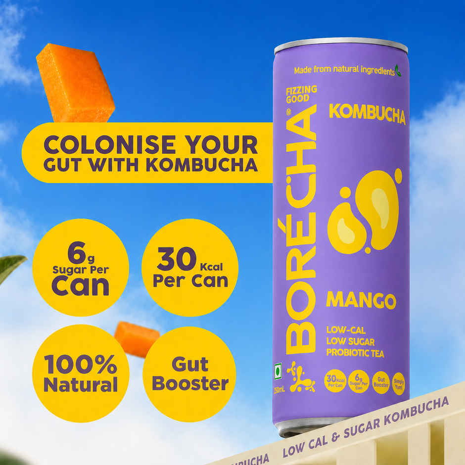 Borecha Mango Low Sugar Probiotic Kombucha