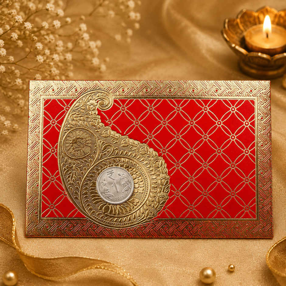 Archies Red & Golden Coin Shagun Envelope