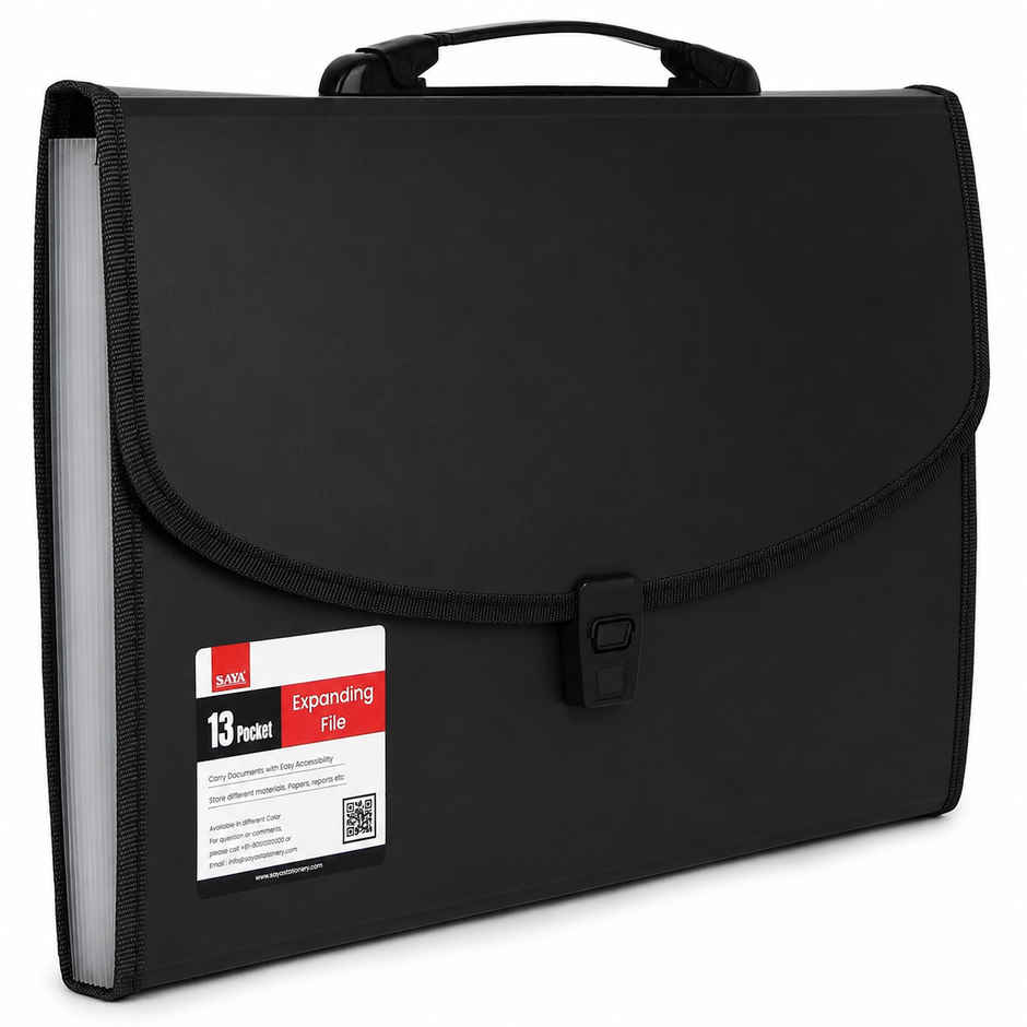 Saya Document Expanding File Bag | 13 Indexed Sections with Card Holder & Organizer Tabs