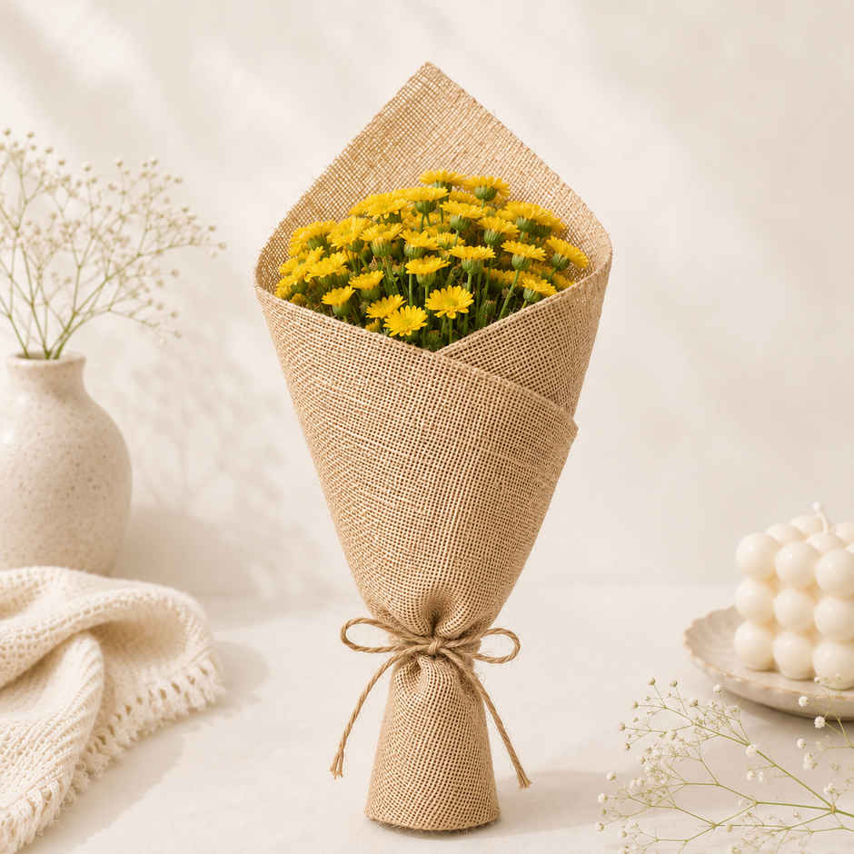 The Flora 3 Yellow Button Bouquet | Gifting