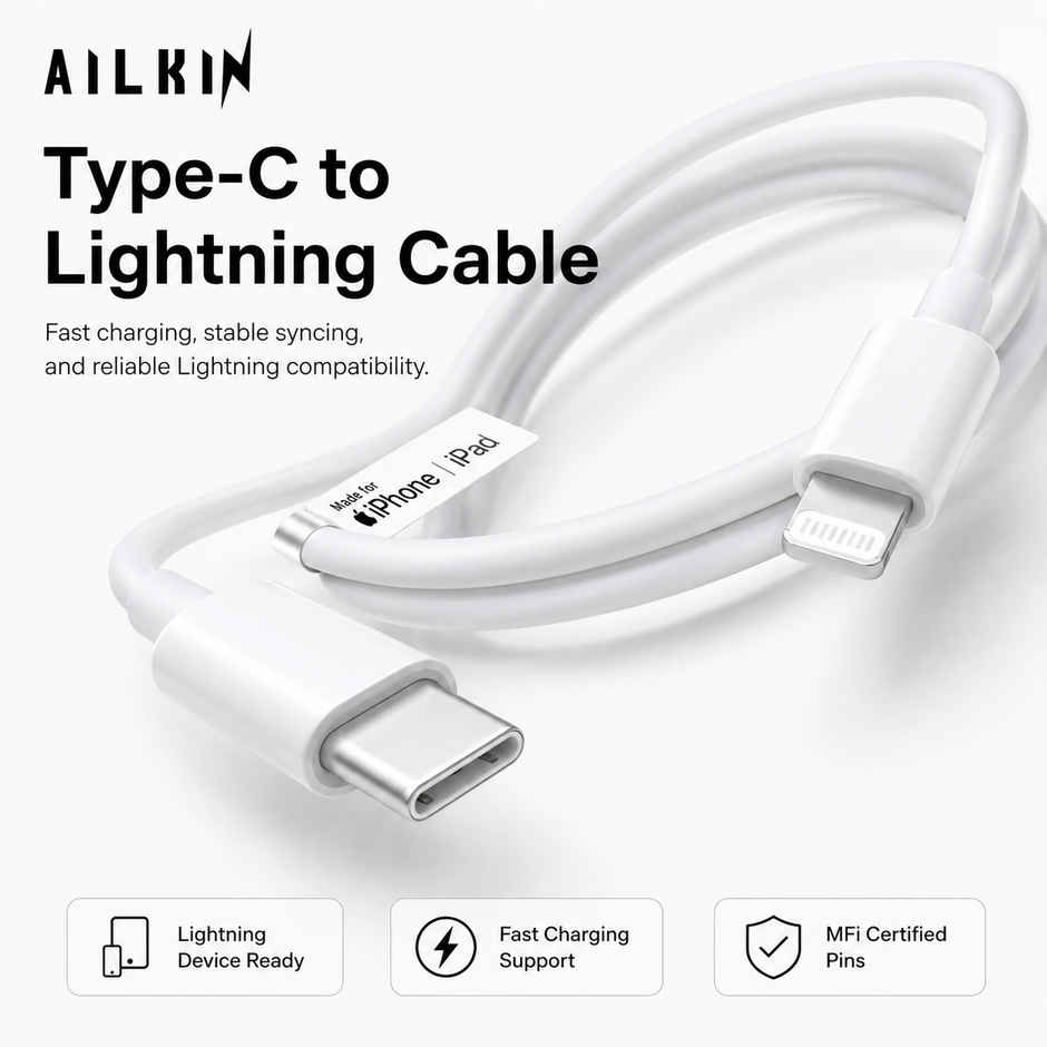 Ailkin C to Lightning Cable for iPhone |1M| White