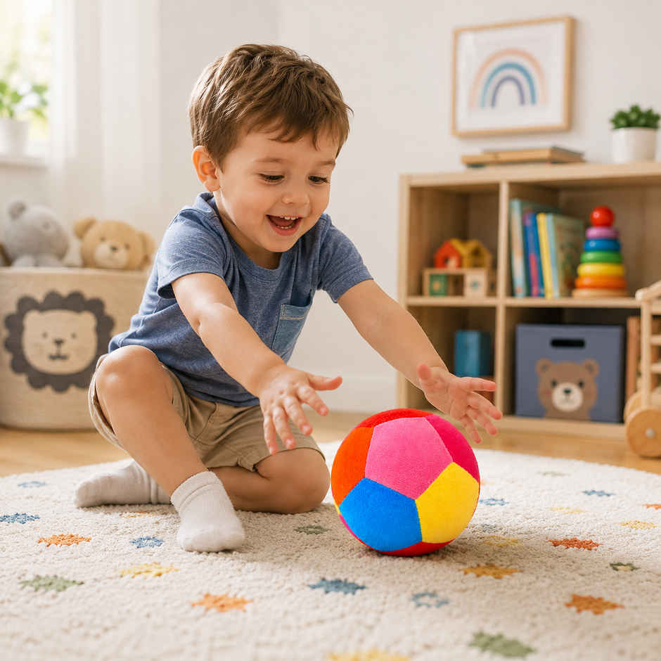 DearJoy Baby Soft Ball With Rattle Sound - Multicolour