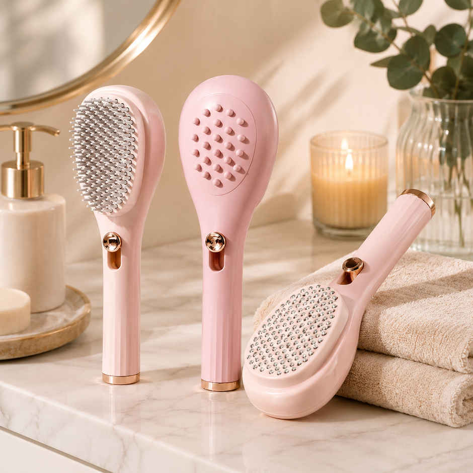 Perpetual Mart Self Cleaning Body Brush, 2in1 Telescopic Comb