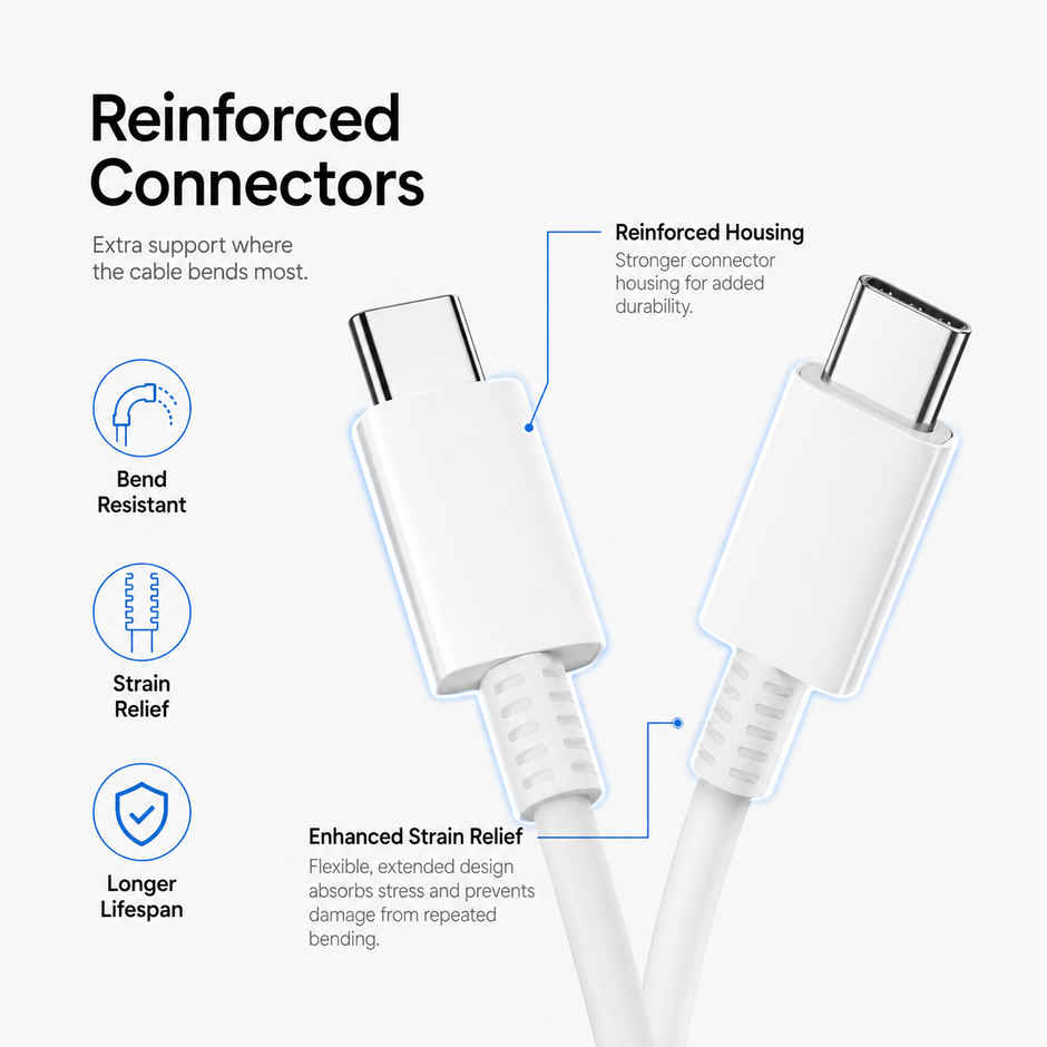 Ailkin C to C Cable for Samsung Galaxy & Type C Devices |1M| White
