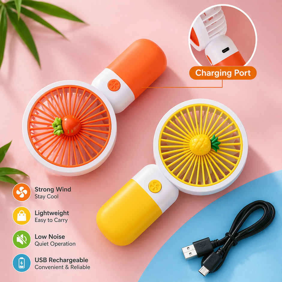 Fablue Multicolor Mini Handheld Fan | Rechargeable Portable Cooling Fan