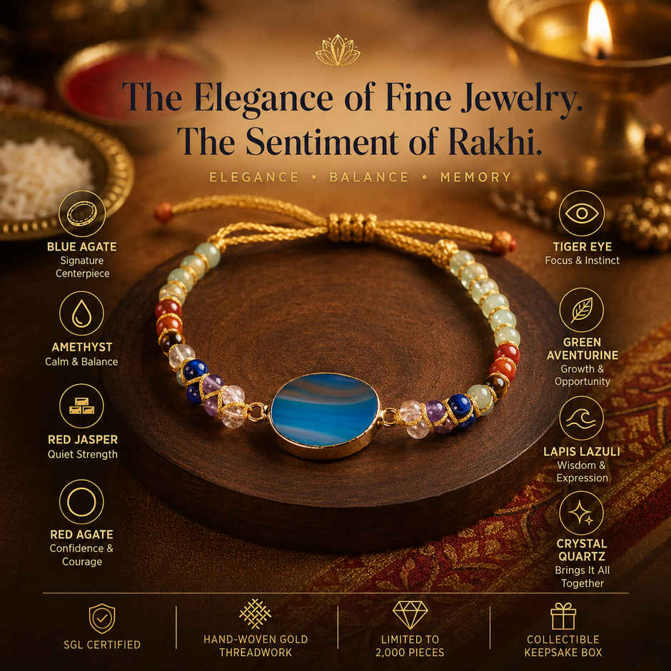 Phool | Bracelet Rakhi | Blue Agate | Adjustable | Pack of 1 