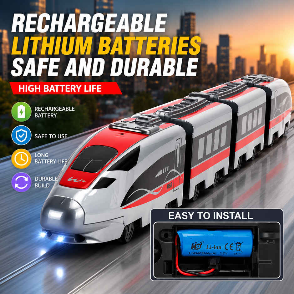 Fablue High Speed Bullet Train Toy | Rechargeable with Lights | White & Yellow