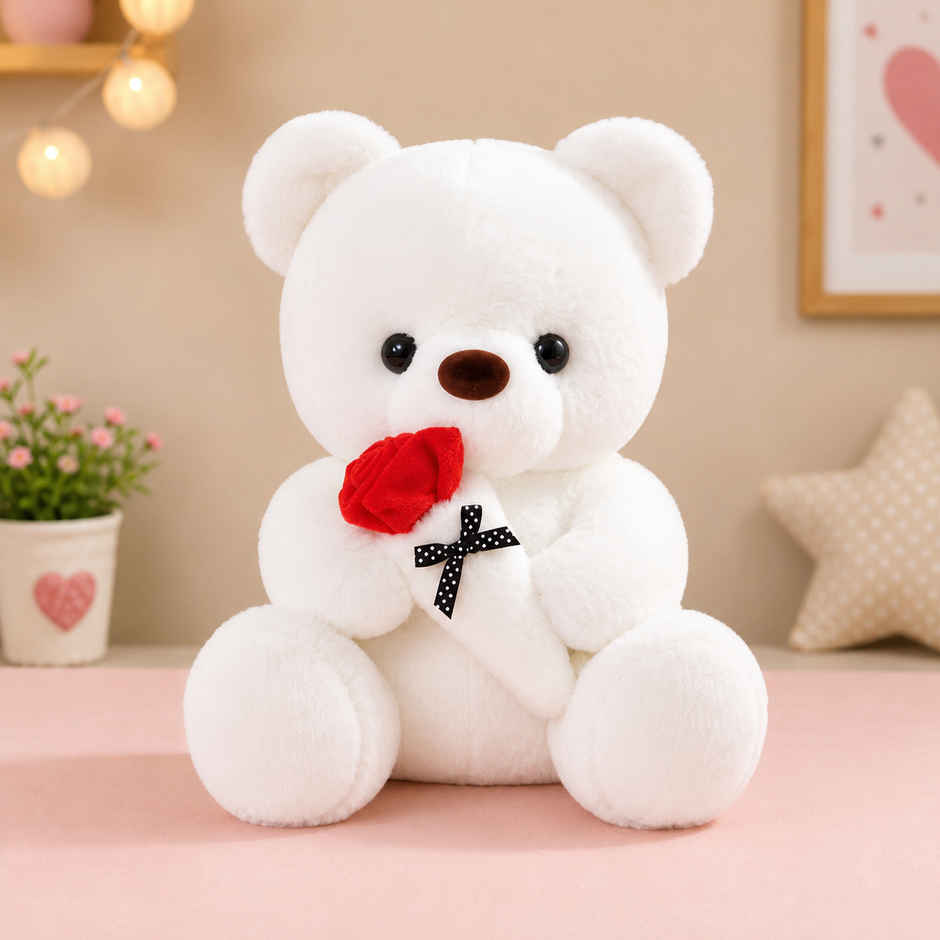 Dearjoy Teddy Bear With Rose 28 cm