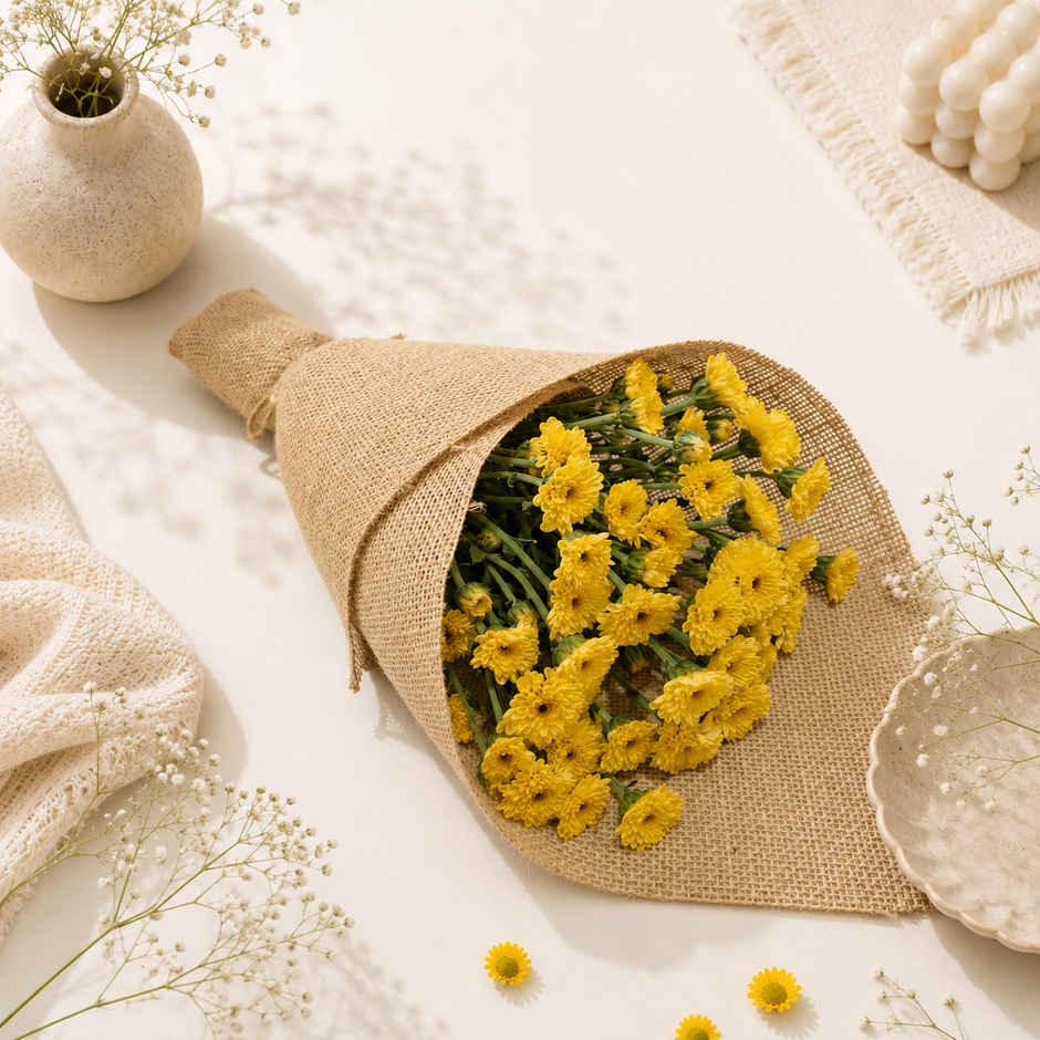 The Flora 3 Yellow Button Bouquet | Gifting