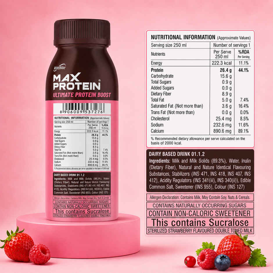 RiteBite Max Protein Berry Blush 26g Protein Milkshake