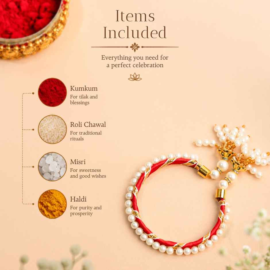 Lumba Rakhi for Bhabhi and Sister | with Roli Chawal | Pack of 1 | Tied Ribbons
