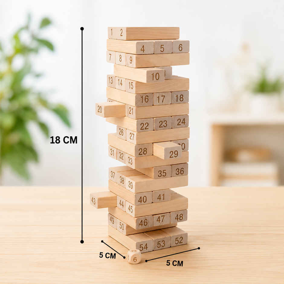 Fablue 48 Pcs Small Wooden Numbered Stacking & Balancing Tower Puzzle Game for Kids