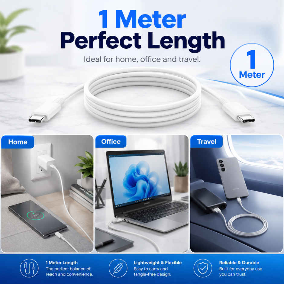 Ailkin C to C Cable for Samsung Galaxy & Type C Devices |1M| White