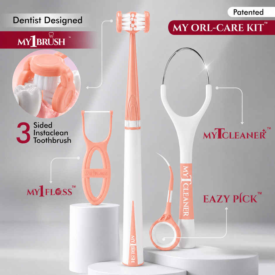 My Orl-Care Kit | 3-Sided Soft Bristle Toothbrush, Floss, Tongue Cleaner, Toothpick 
