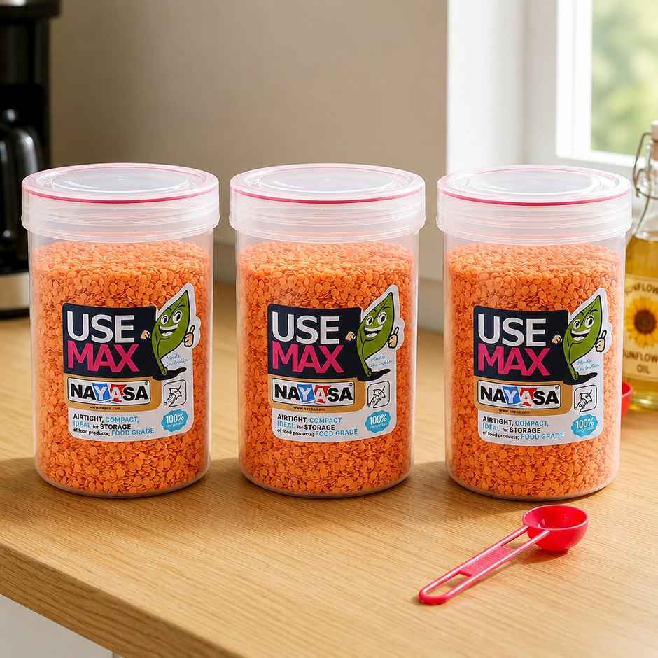 Nayasa Use Max Glaze BPA Free Food Grade Airtight Kitchen Storage Stackable Containers | Pink - 2 L