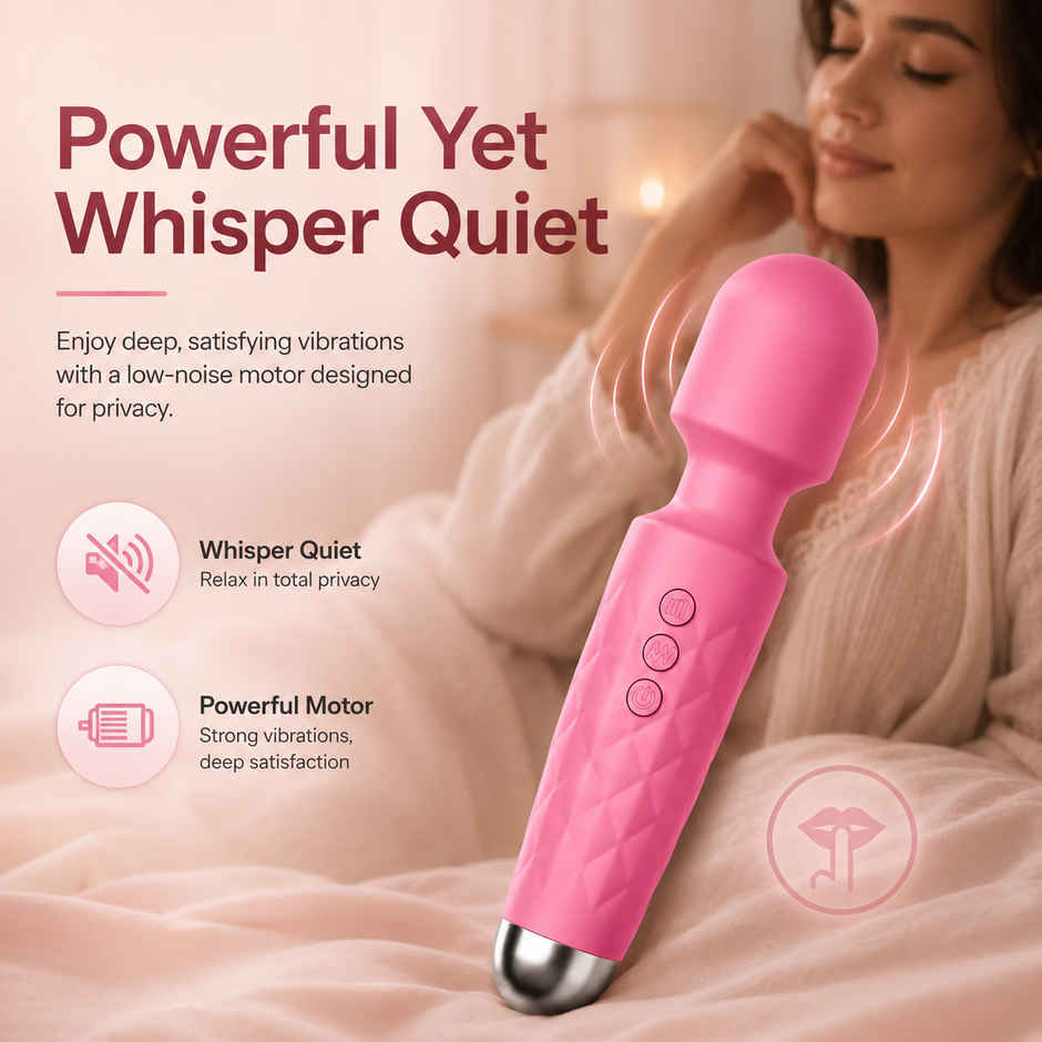QIBOX Personal Body Massager with 20+ Vibration Patterns (Pink)