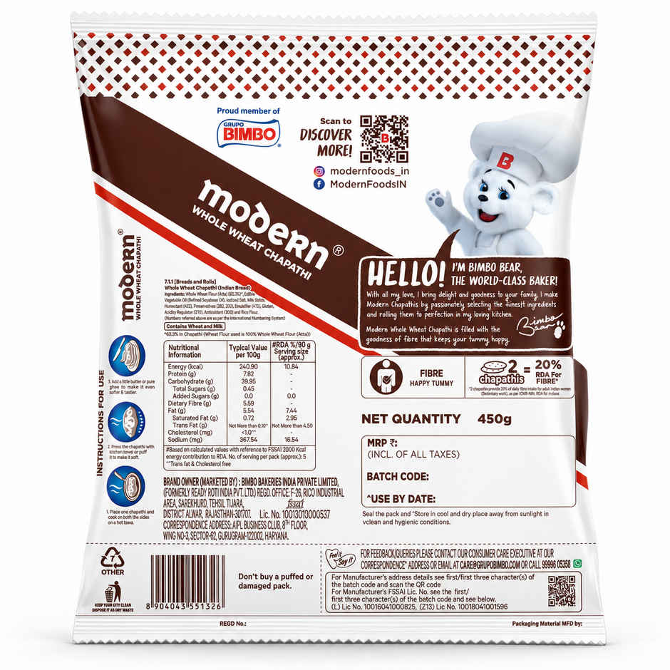 Modern Whole Wheat Chapathi